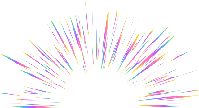 Burst with rainbow light prism effect. Halo flare sparkles of crystal. Radial holographic color explosion. Comic speed lines glare beams and neon reflection png