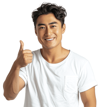 asian young man showing thumbs up png
