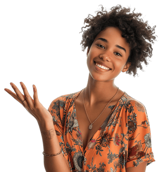 a young woman with curly hair is smiling png