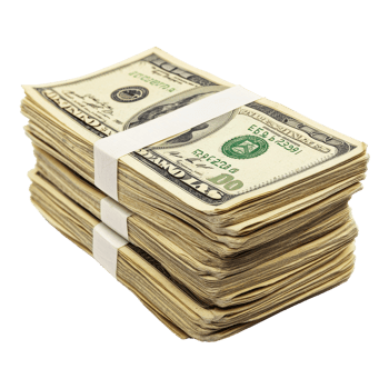 Stacks of money bundled together on a clean Transparent background for a financial theme, Wads Money isolated on background png