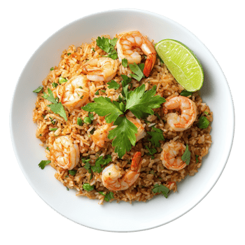 Delicious Thai Tom Yum Fried Rice on transparent background. png