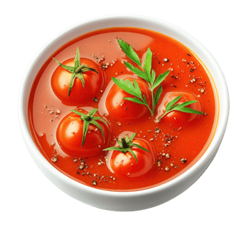 Red Tomato Soup Bowl on transparent background. png