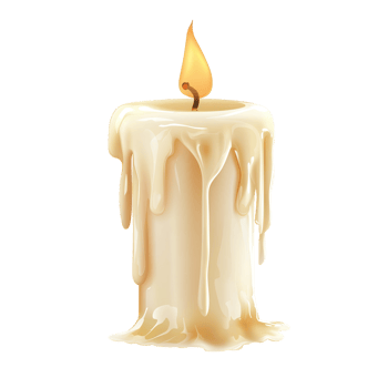 Melting Candle on Black Background on transparent background. png
