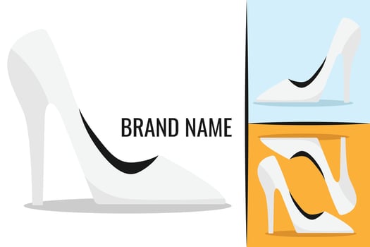 Elegant female shoes logotype. Womans shoe footwear logo. Women boots logo vector