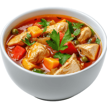 Savory Chicken Stew Recipe on transparent background. png