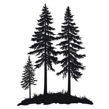 Majestic Pine Tree Silhouettes on transparent background. png