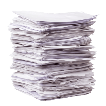 Stacked paper sheets on a Transparent background with layered textures and colors, Stack papers isolated on png