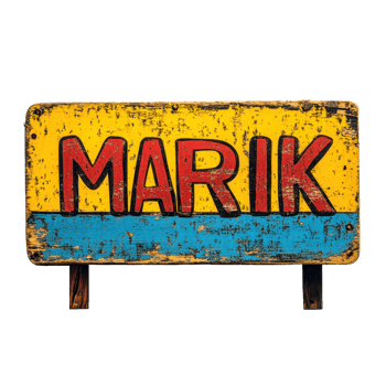 Market sign with colorful lettering and distressed background displayed on a white wall, sign with the word market on it, Transparent background png