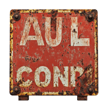 Rusty red caution sign displayed against a Transparent background highlighting warning context, Rusty Red Caution Sign, background png