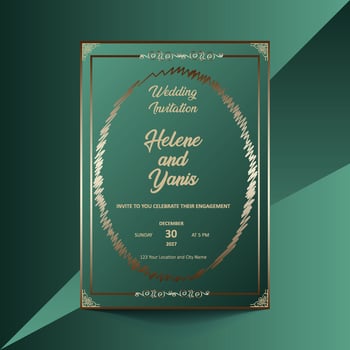 Beautiful wedding invitation template showcasing intricate patterns and space for names and event details vector
