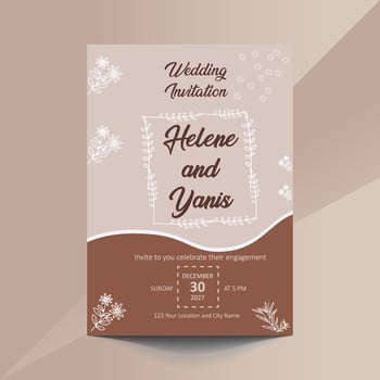 legant wedding invitation template featuring a delicate floral border, perfect for a romantic celebration. vector