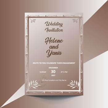Elegant wedding invitation template featuring a soft beige background, perfect for a romantic celebration. vector