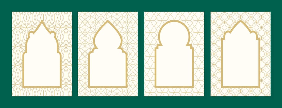 WebSet of templates for postcards with painting in arabic style vector