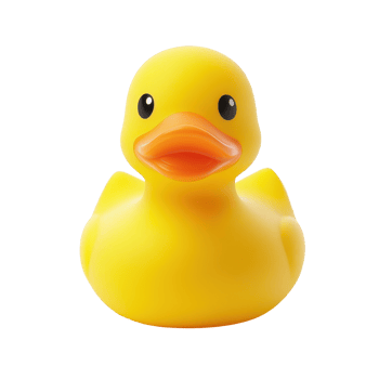 Bright yellow rubber duck on Transparent background, perfect for playful decor or children's bath time fun, Rubber Duck, background png