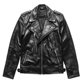 Stylish black leather biker jacket with zippers and details isolated on transparent background png