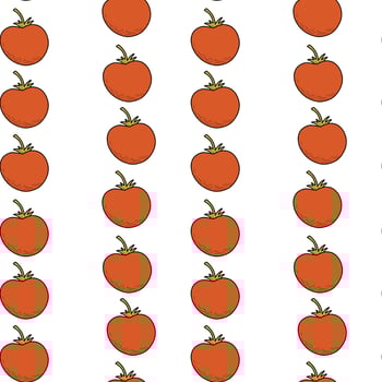 Pattern with red cherry tomatoes on a white background. Vegetable bright rutter with tomatoes, hand drawn illustration vector