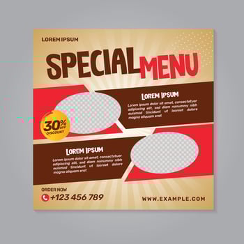 Restaurant food social media banner post design template, online promotion vector