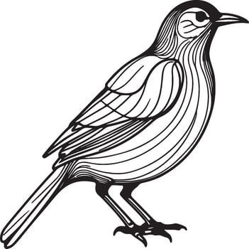 A bird black line art silhouette vector
