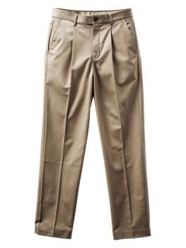 Tan dress pants with sharp pleats and a sleek finish, providing a sophisticated, formal look suitable for professional settings png