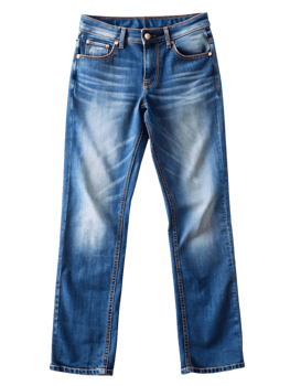 A pair of blue jeans, slightly different wash, with faded patches and defined seams, offering a rugged, stylish appearance png