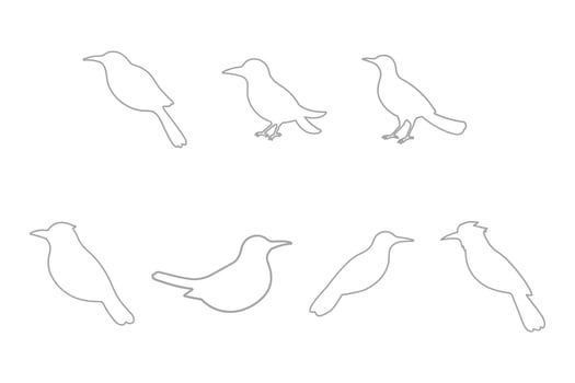 Shrike Bird Outline Icon Set vector