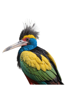 Vibrant bird with a striking crest and multicolored plumage. png