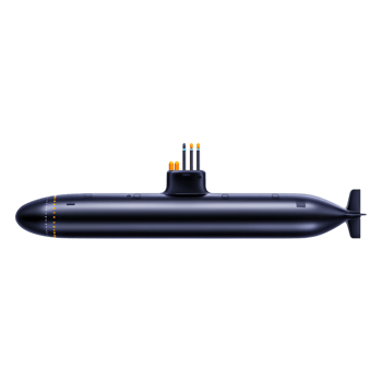 Detailed Side View of a Modern Submarine on Transparent Background png