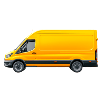 Bright Yellow Delivery Van Side View on png