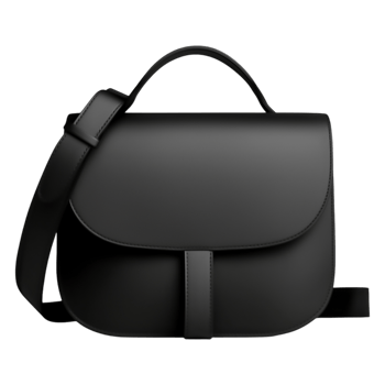 Classic Elegant Black Leather Bag with Simple Design and Strap png