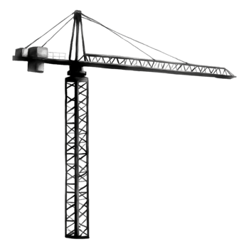 Tall industrial crane with detailed structure and urban background png