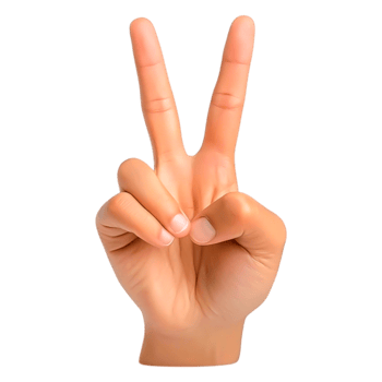 Hand Gesture Symbolizing Peace and Friendship with Two Fingers Raised png