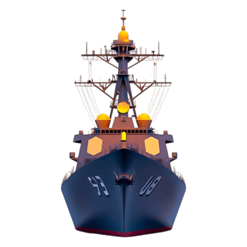 Naval Ship with Advanced Radar and Antenna Systems Front View png