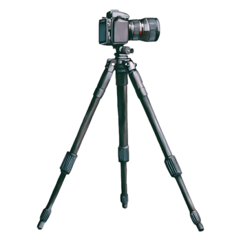 Professional Camera on Tripod in Studio Setting Ready for Shooting png