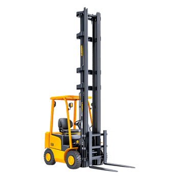 Yellow Forklift Truck with Lifted Forks for Warehouse Operations png