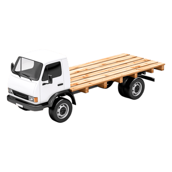 White Flatbed Truck with Wooden Planks on Cargo Area png