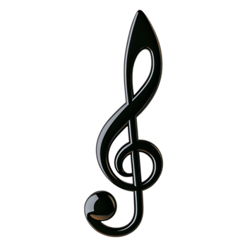 Elegant Black Treble Clef on Transparent Background Design png