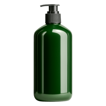 Green Plastic Bottle with Pump for Cosmetic or Personal Care Use png
