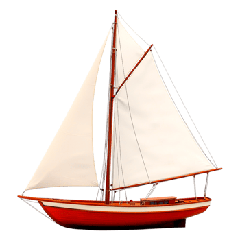 Classic Red Sailboat with White Sails on Transparent Background png