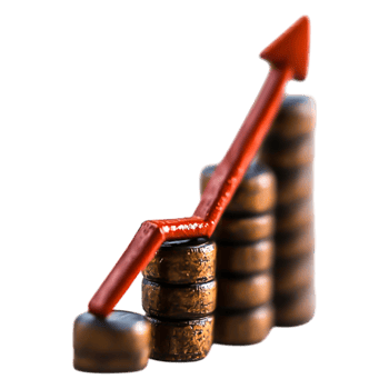 Financial Growth Concept with Stacked Coins and Rising Arrow Symbol png