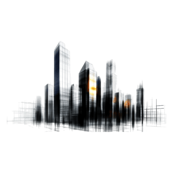 Abstract representation of urban skyline with blurred reflections png