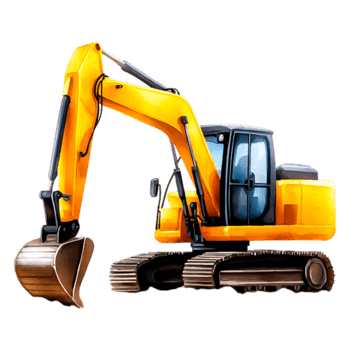 Bright Yellow Excavator Machine on Construction Site Background png