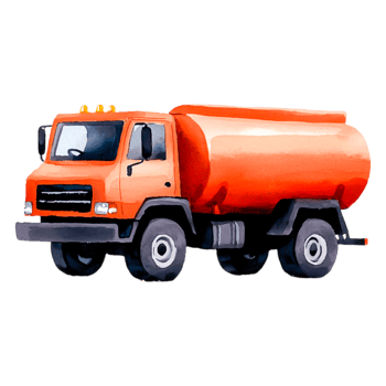 Orange Water Tank Truck for Transport and Delivery png