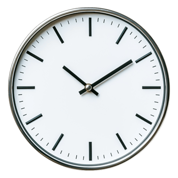 Minimalist Wall Clock with Clear White Face and Black Hands png