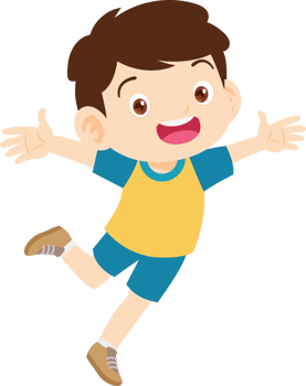 The boy is running around happily. png