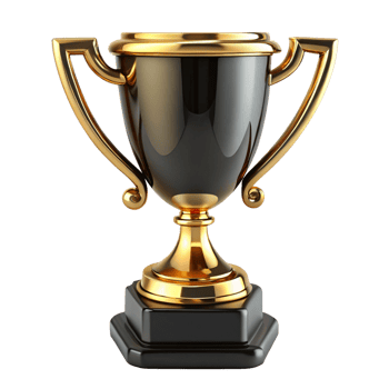 3d black sport trophy is isolated on transparent background png
