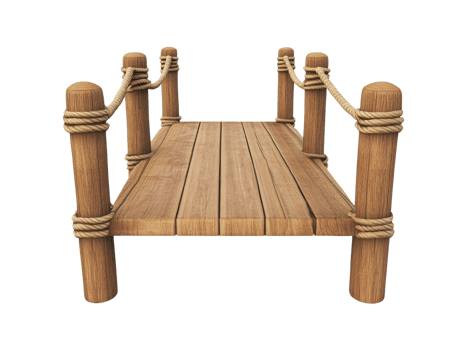 Wooden Dock Bridge With Rope Railings png