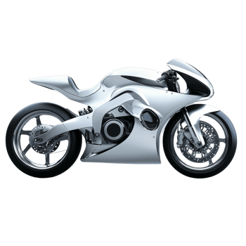 Sleek Silver Futuristic Motorcycle Design Render png