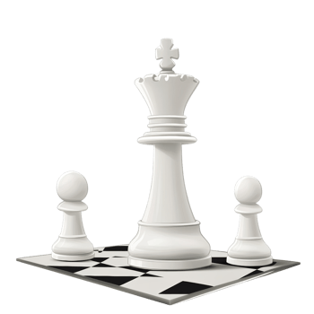 White Chess Queen Flanked By Pawns On Board png