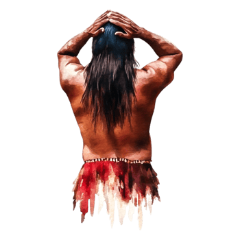 Profile of Man with Long Hair Facing Away in Traditional Attire png