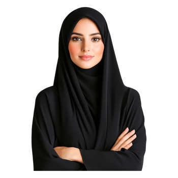 Young Woman in Black Hijab with Confident Expressind Pose png